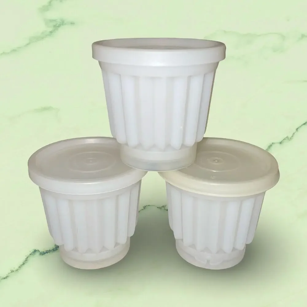 Tupperware Jel-ette Mini Molds Set 3 White 297 Individual Jello Desert Cups VTG
